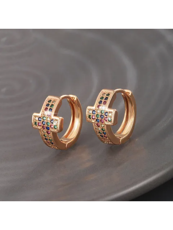 Elegante Creolen mit Kreuzdesign – Rosévergoldet