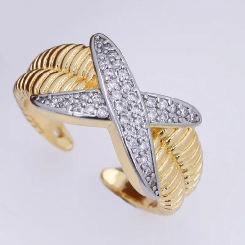 Verstellbarer Zirkon-Ring – 18K vergoldet
