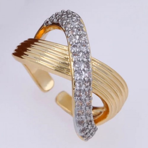 Verstellbarer Zirkon-Ring – 18K vergoldet  