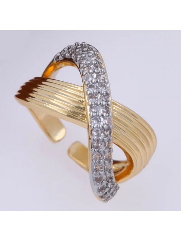 Verstellbarer Zirkon-Ring – 18K vergoldet  