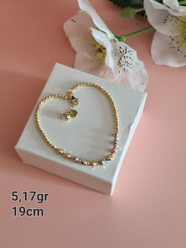 14K Goldarmband – Tricolor Design