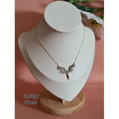 14K Goldkette – Engelsflügel Design