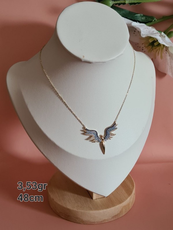 14K Goldkette – Engelsflügel Design