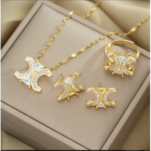 Elegantes Schmuckset mit Zirkonia – 18K vergoldet