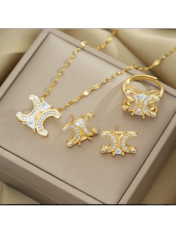 Elegantes Schmuckset mit Zirkonia – 18K vergoldet