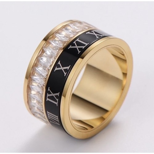 Stilvoller Ring aus Edelstahl, 18K vergoldet,