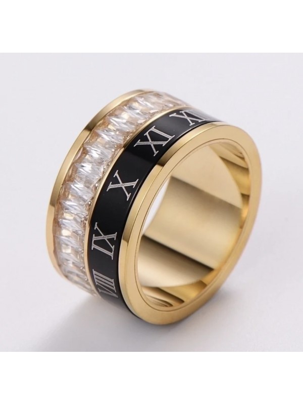 Stilvoller Ring aus Edelstahl, 18K vergoldet,
