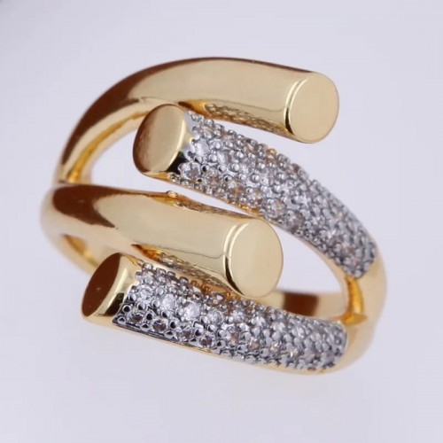 Verstellbarer Zirkon-Ring – 18K vergoldet