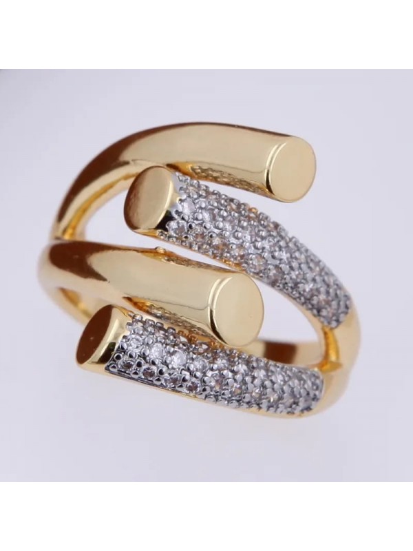 Verstellbarer Zirkon-Ring – 18K vergoldet